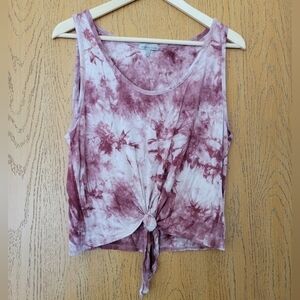 Charlotte Russe Mauve tye dye sleeveless tie front tank top L
